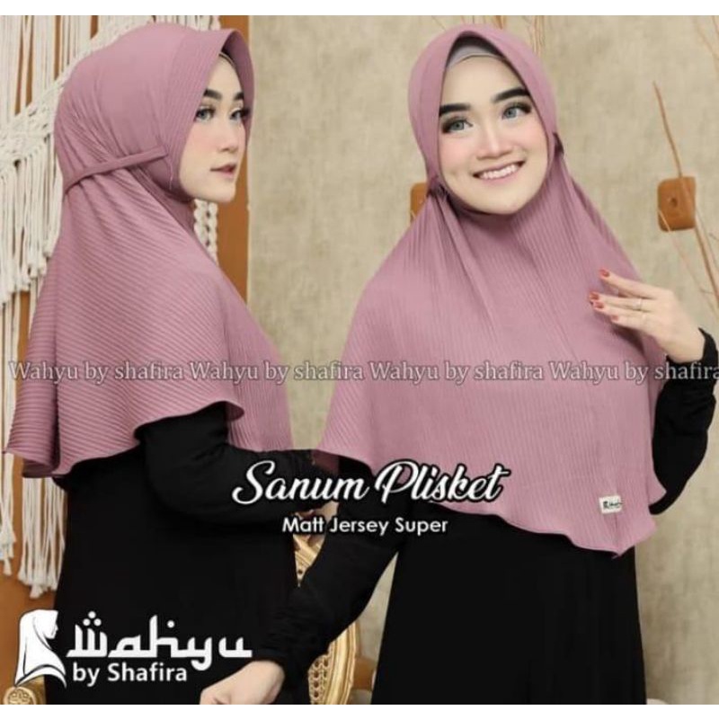 SANUM PLISKET HIJAB INSTAN JERSEY WAHYU BY SHAFIRA JILBAB TERBARU SAHARASCARF