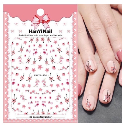 NAIL STICKER HANYI 404 STIKER KUKU SAKURA SINCIA NAILS WATER DECAL NAIL STIKER BUNGA FLOWER ROSE