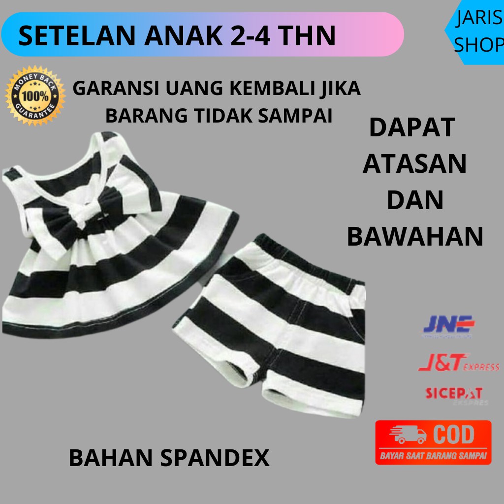 One Set Bju Baju Anak Perempuan Import Setelan Ank Cewek Cewe  Kecil Korea Terbaru Usia 2 3 4 Tahun