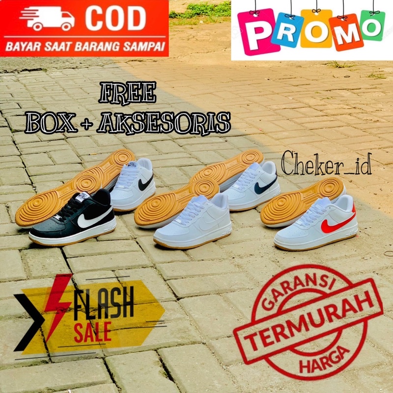 SEPATU PRIA DAN WANITA NK3 A1R FORC3 WHITE GUM SNEAKERS KASUAL GAYA MASA KINI SEPATU PREMIUM ORIGINAL 100%