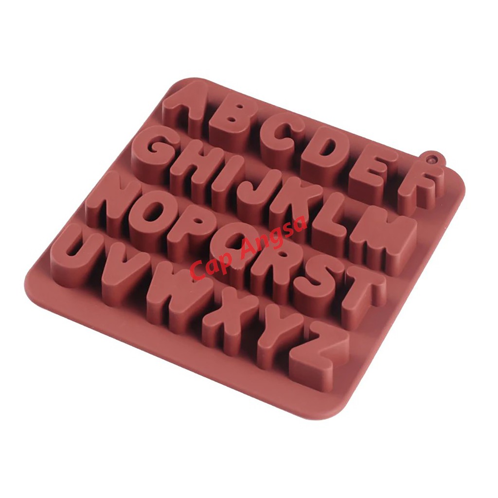 CETAKAN HURUF FONDANT KUE CETAKAN KUE SILIKON SILICONE PLASTIK MOULD 26 ALPHABET HURUF 16 X 16 MOLD