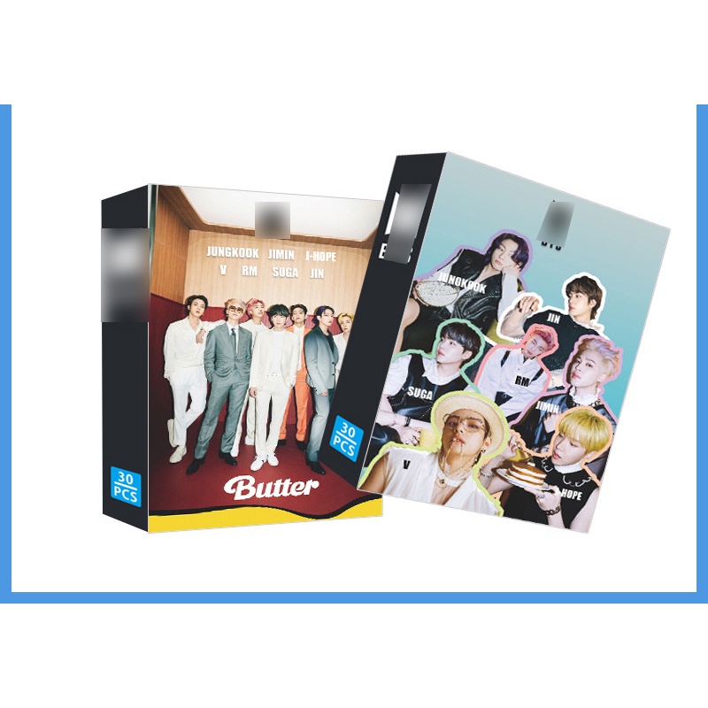 30pcs / Kotak Kartu Foto BTS Album Butter JUNGKOOK V JIMIN JIN SUGA Lomo Untuk Hadiah