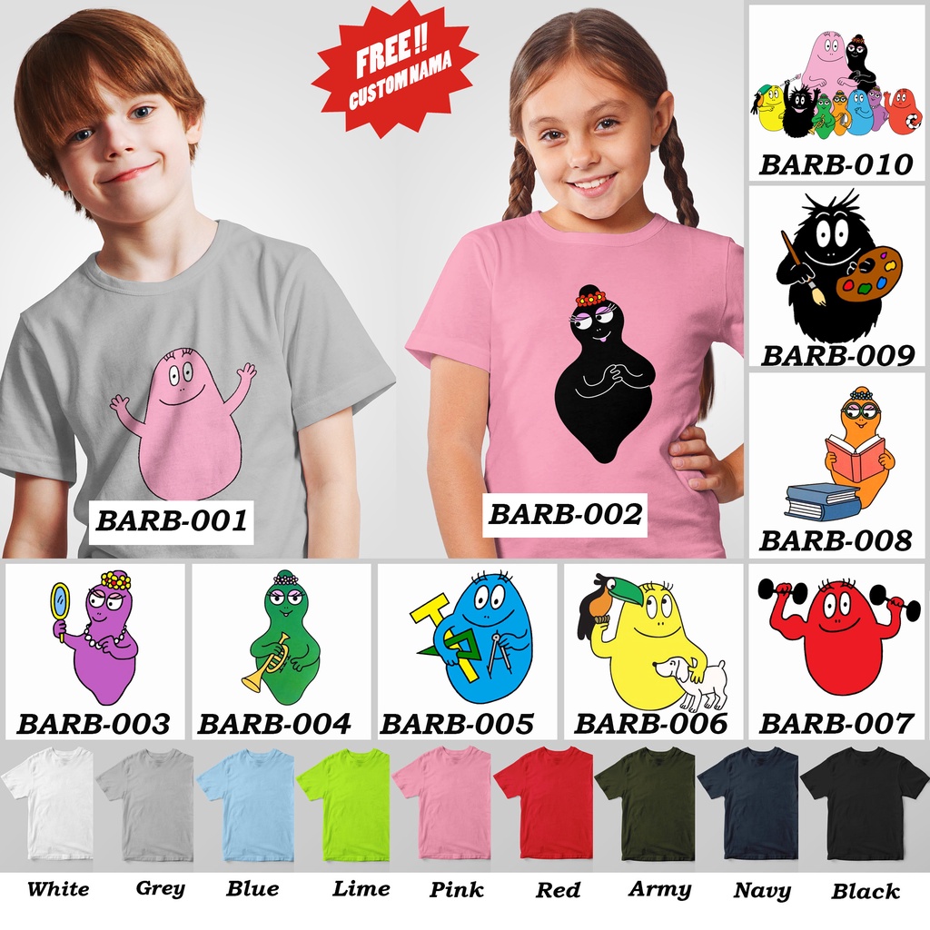 [FREE NAMA!!] Kaos Anak &amp; Family Barbapapa 100% COTTON PREMIUM !!