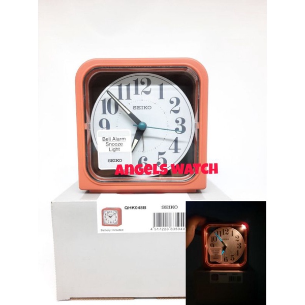 angelswatch jam weker beker seiko qhk048 glow in the dark lumibrite  quiest sweep original garansi 1 tahun