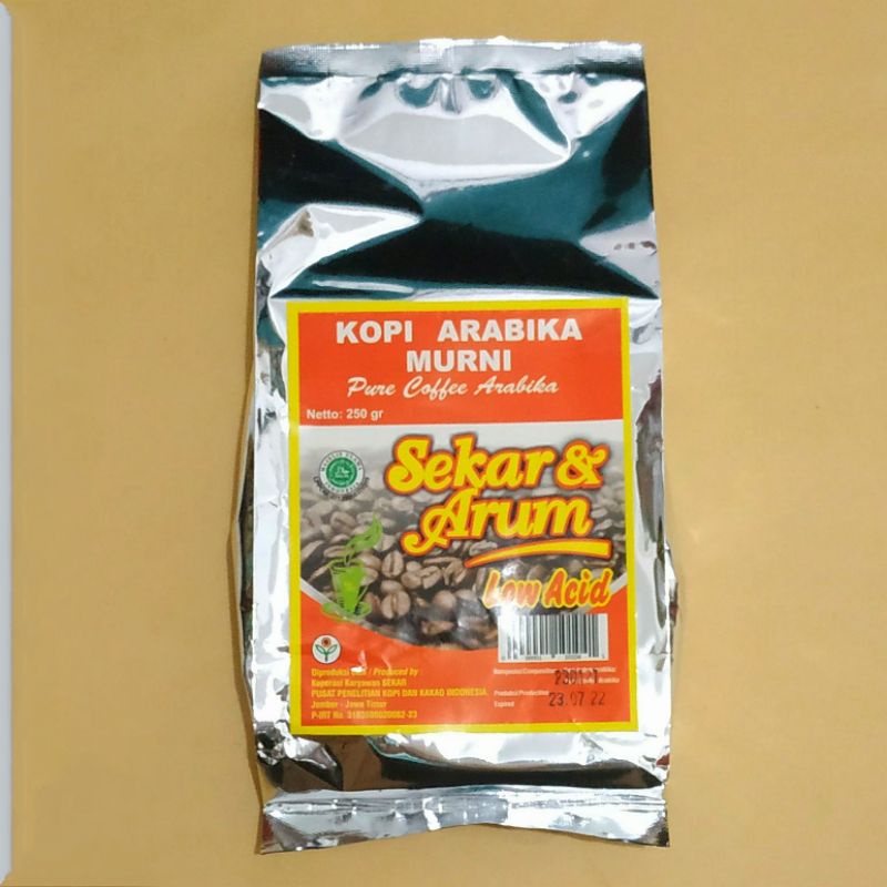 

Kopi Sekar Arum | Kopi Bubuk Arabika Low Acid 250gram | by. Puslitkoka Jember