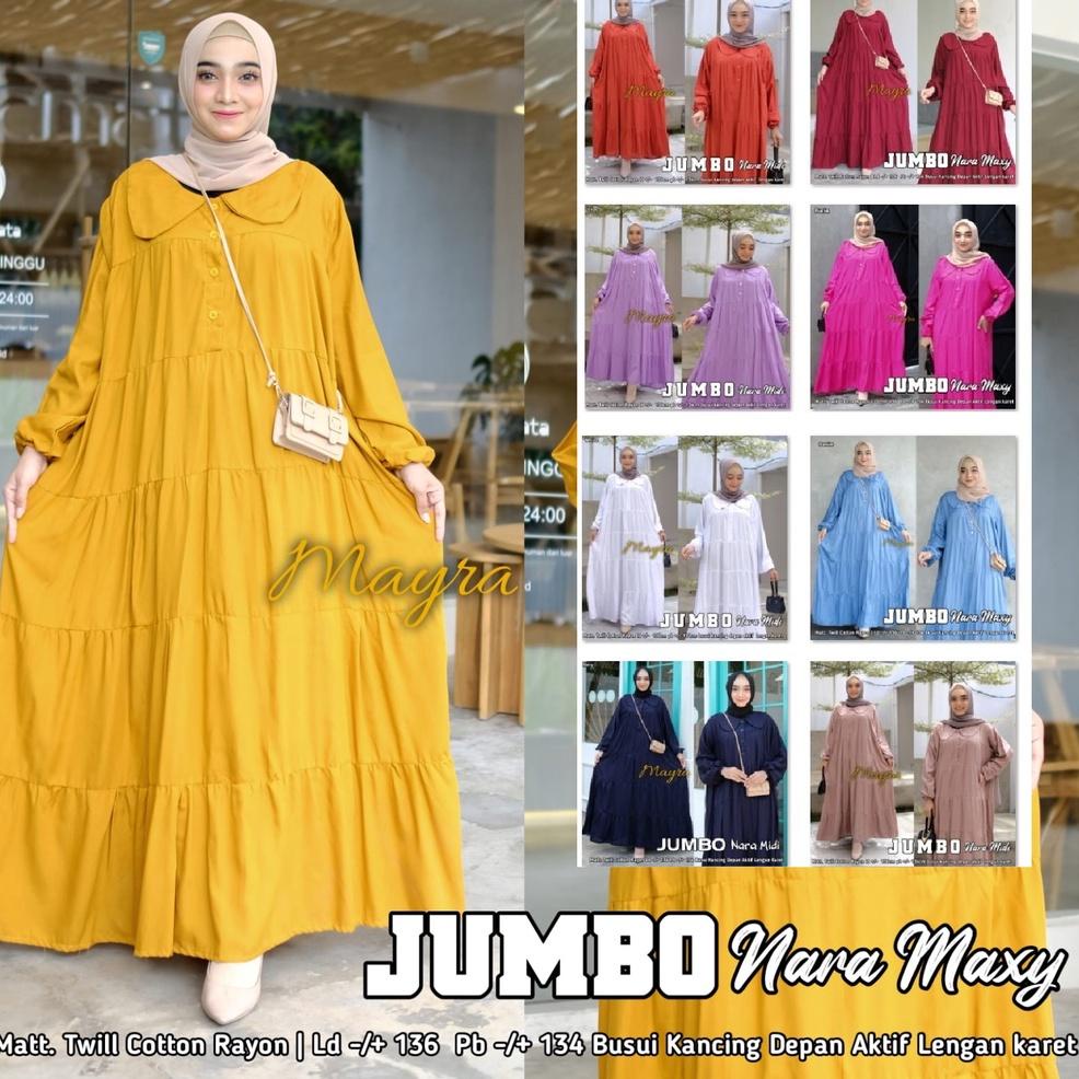 BAJU GAMIS POLOS UKURAN JUMBO LD 130 PLUS RAYON TWILL ORI MAYRA "VI.25Au22ᴬ"