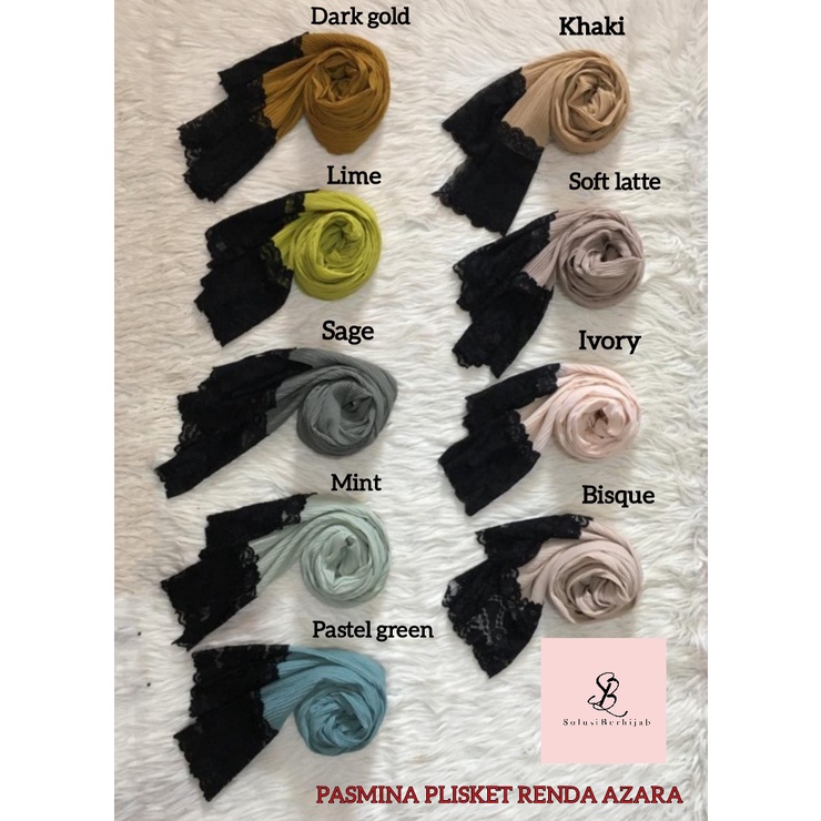 PASHMINA PLISKET BRUKAT RENDA AZARA Scarf Ori Bahan Ceruti Pasmina Prisket Lidi Cantik Kekinian-2