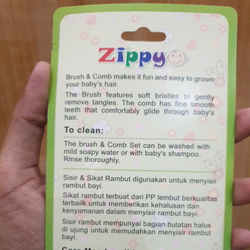 2 in 1 Zippy Brush &amp; Comb Sisir Bayi Newborn +0m | Sisir Dan Sikat Lembut Baby Mumlove Comb And Brush - MUMLOVE