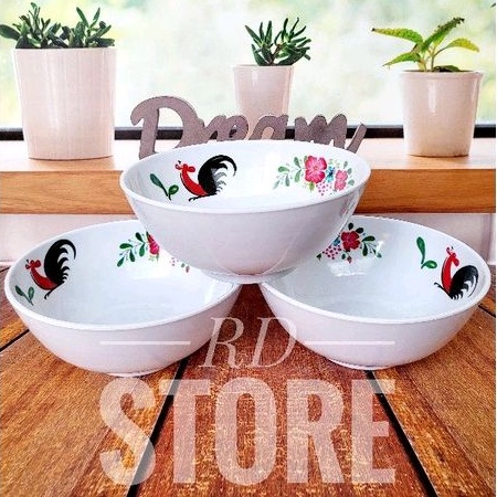 PROMO 3.PCS MANGKOK MOTIF AYAM BAHAN MELAMINE WARE TEBAL DAN TAHAN PANAS