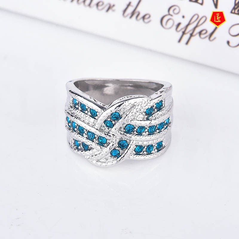 [Ready Stock]Sapphire Ring Female 925 Silver Luxury Fashion All-Matching