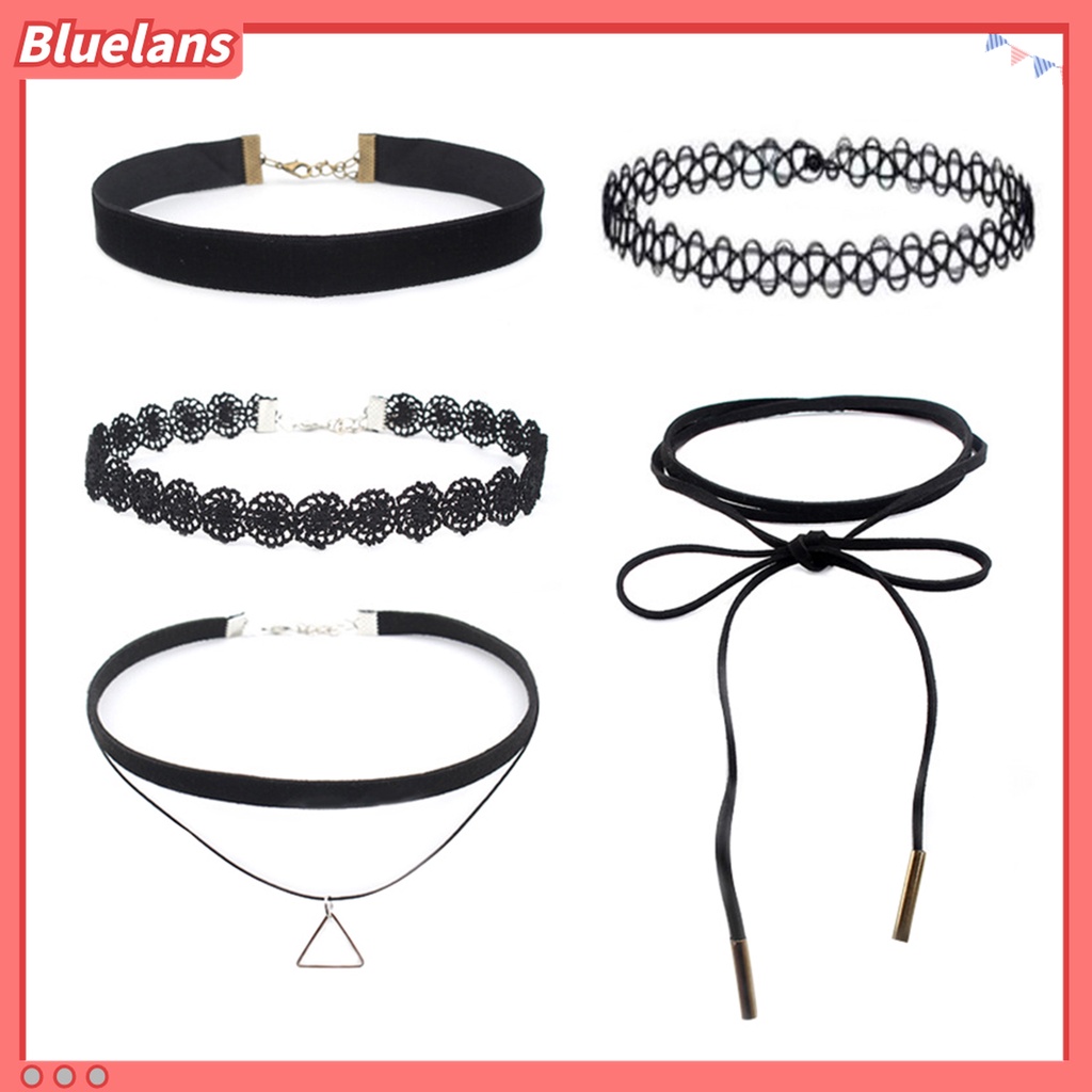 5pcs Kalung Bahan Velvet Lembut Untuk Wanita