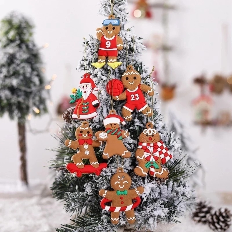 1 Set Ornamen Gantung Bentuk Gingerbread Man Untuk Dekorasi Pohon Natal