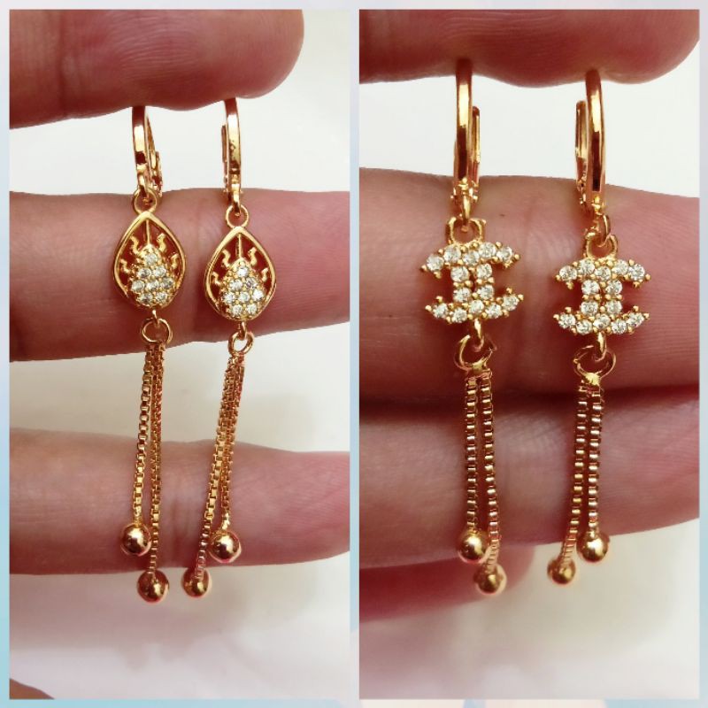 anting Jurai xuping wanita dewasa berlapis emas dengan mata zircon