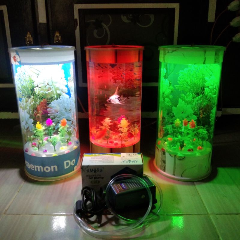  PROMO AQUARIUM  MINI  LENGKAP DENGAN MESIN OKSIGEN DAN 