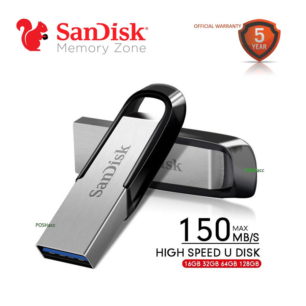 Sandisk Flashdisk Ultra Flair 16GB, 32GB, 64GB CZ73 USB 3.0 High Speed 150MBps Metal - Garansi Resmi