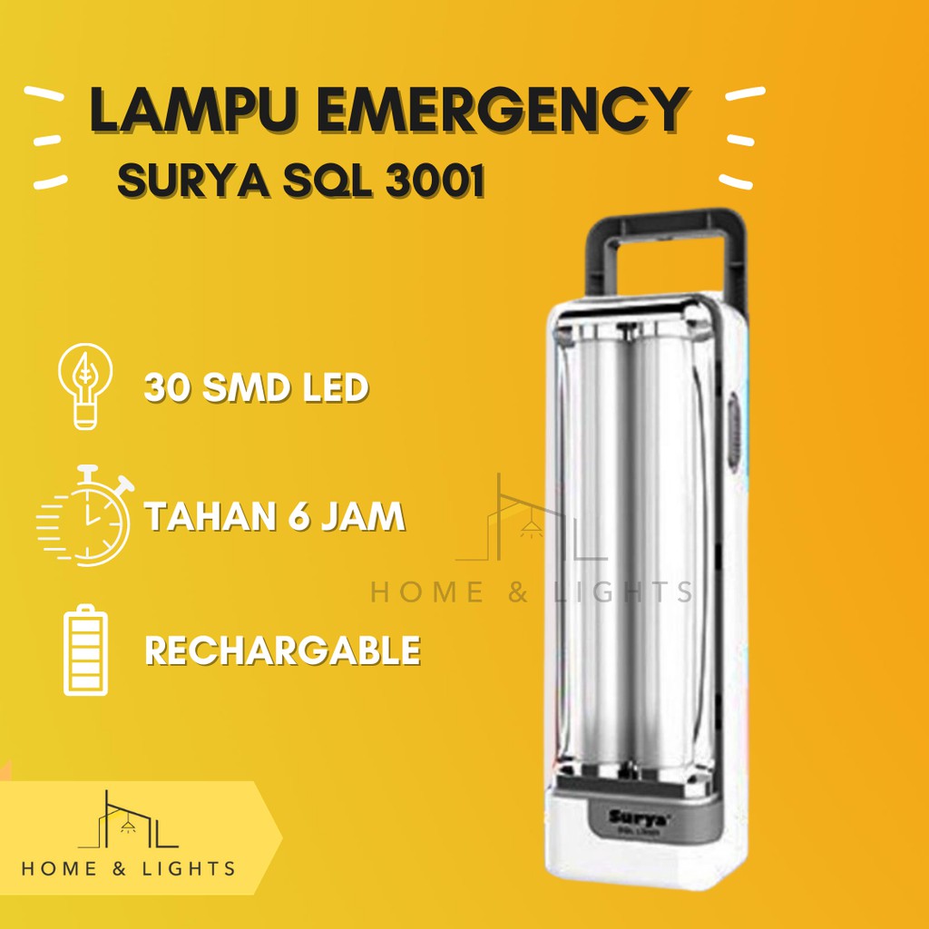 Lampu Emergency Surya SQL L3001 Rechargable Bisa Di Cas 30 LED