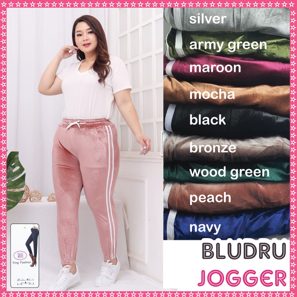 Jogger Velvet bludru Wanita / Celana Jogger jumbo wanita / celana sepeda