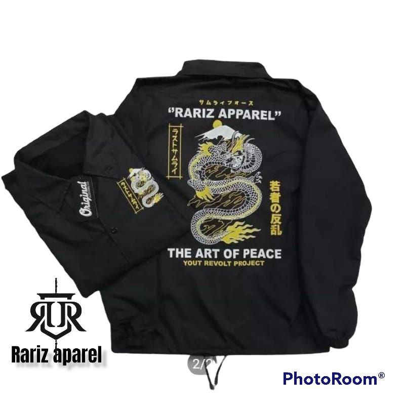 ( COD) JAKET COACH/JAKET PRIA CASUAL/jaket windbreakers-hitam rariz naga
