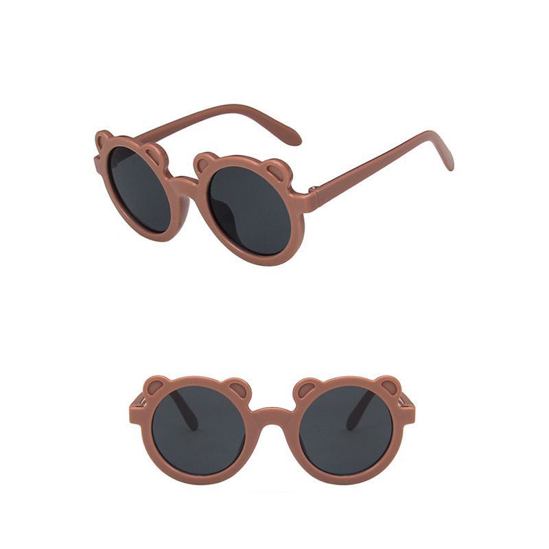 Kacamata Anak Bulat Telinga Unisex Perempuan Laki-laki Children Sunglasses-Coklat Tua
