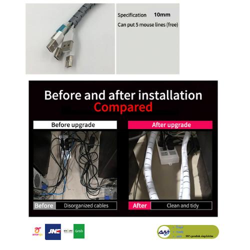 Spiral Kabel / Pelindung Kabel 10mm black 2 meters + clip Best Seller