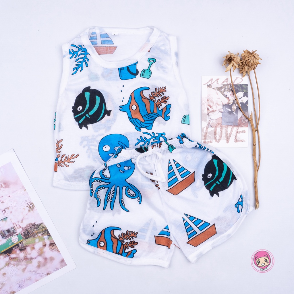 IL - setelan singlet anak cowok / set anak laki laki / setelan anak motif kombinasi