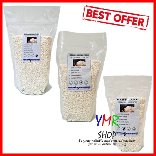 Beras Shirataki Sirataki Konnyaku Shiratake Rice Kering Halal Diet Keto Porang 150Gr 250Gr 500Gr 1Kg DEBM Diabetes