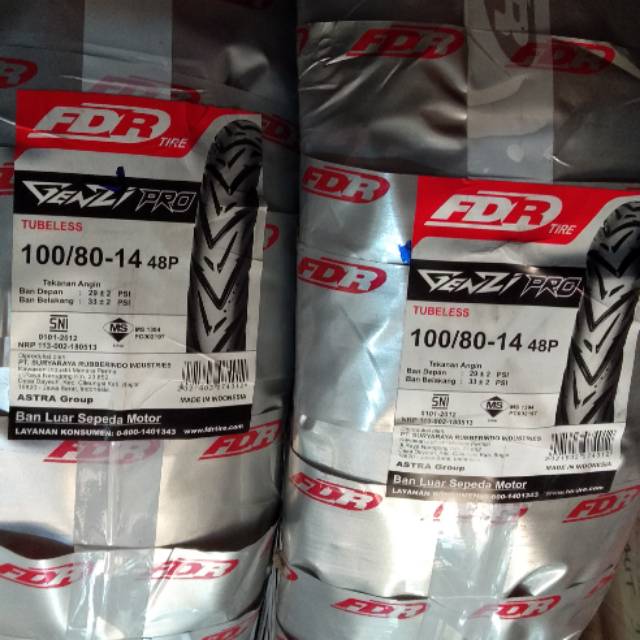 Ban Luar Belakang FDR Genzi Pro Vario 150 100 / 80 ring 14 Tubeless Type