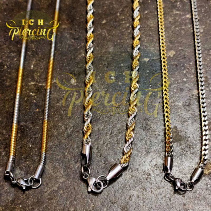 Kalung titanium pria/ kalung titanium anti karat warna kombinasi