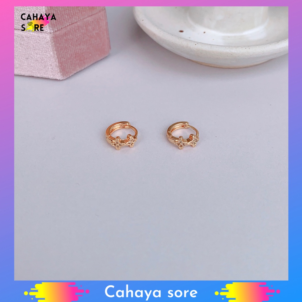 Anting Xuping Gold Anting Anak Model Clip Permata Love AA03