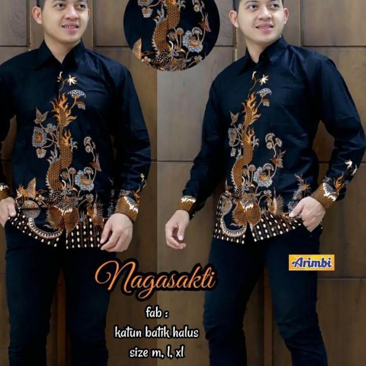 [KODE 860IZ] Kemeja Batik Pria Lengan Panjang Motif Naga Sakti kuwalitas produk original