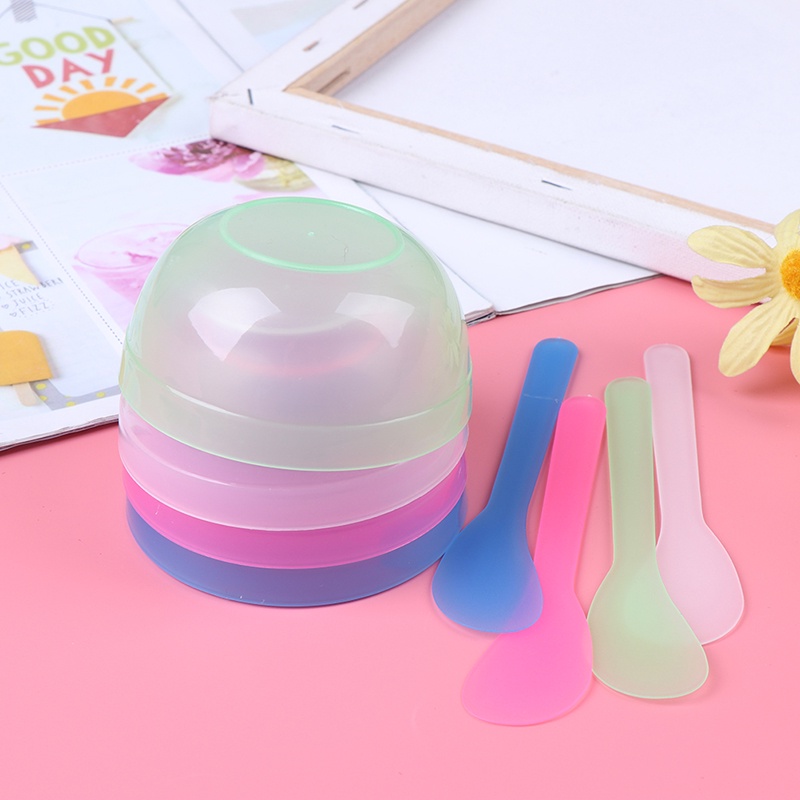 Set Mangkok + Sendok + Stik Pengaduk + Spatula + Sendok + Sendok + Spatula + Brush Bahan Silikon Untuk Masker Wajah DIY