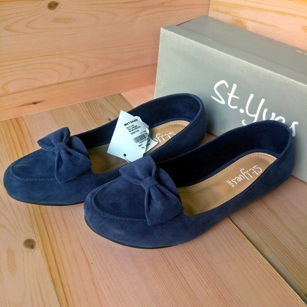 St.Yves N6257NV Sepatu Kerja Flat Pita Suede Navy Wanita Casual Formal Original Matahari