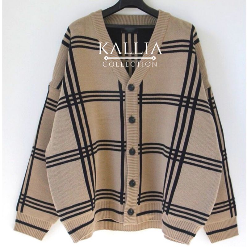 CARDIGAN MINGYU JAEHYUN MOTIF KOTAK RAJUT PREMIUM // CARDIGAN WANITA // PANJANG 70 LD 120