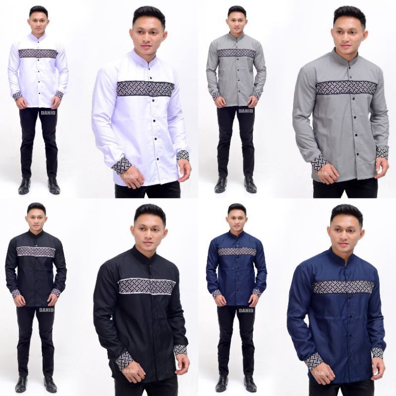 Baju Koko Pria Kobata/Baju Koko Terbaru/Baju Koko Lengan Panjang Model Kombinasi Kobata