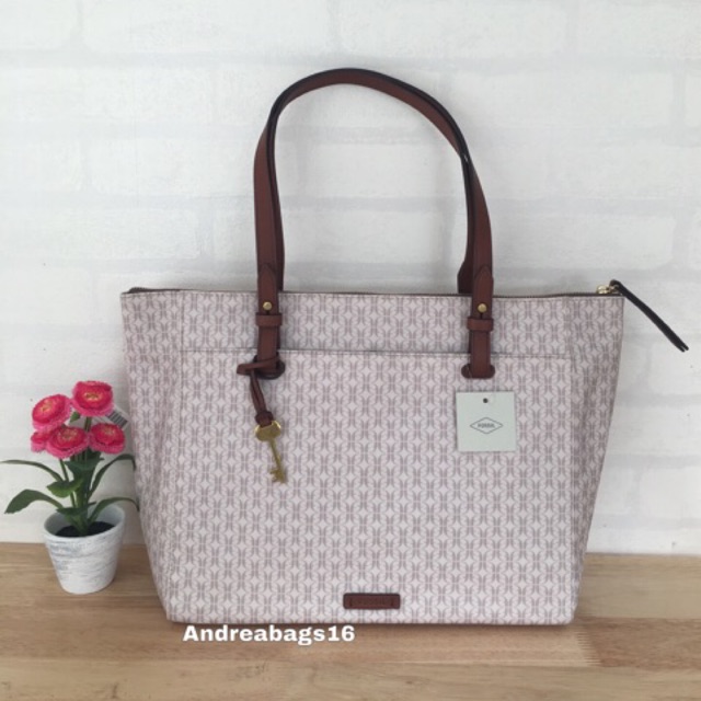Tas fossil rachel tote taupe tan original bag