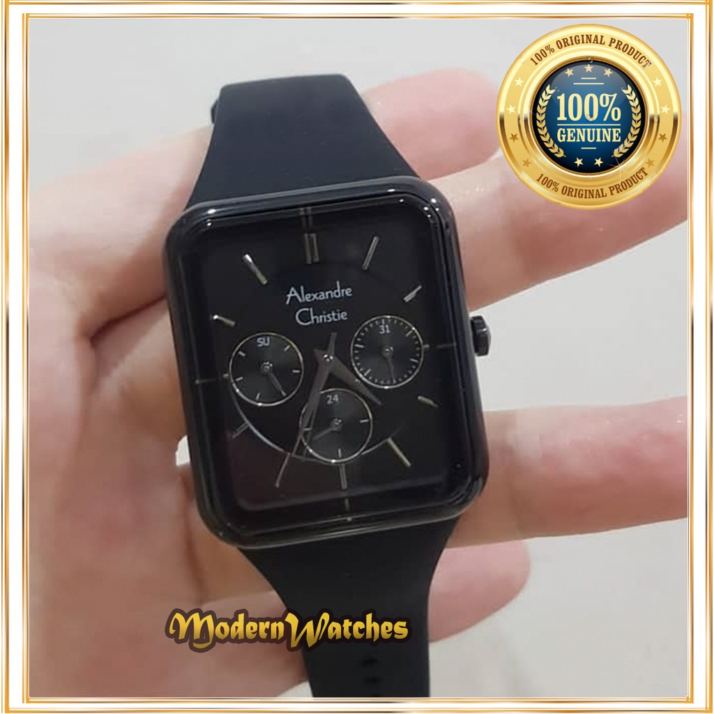 Jam Tangan Wanita Original Alexandre Christie Terbaru AC 2744 Merah Black Rosegold Hitam Tali Karet