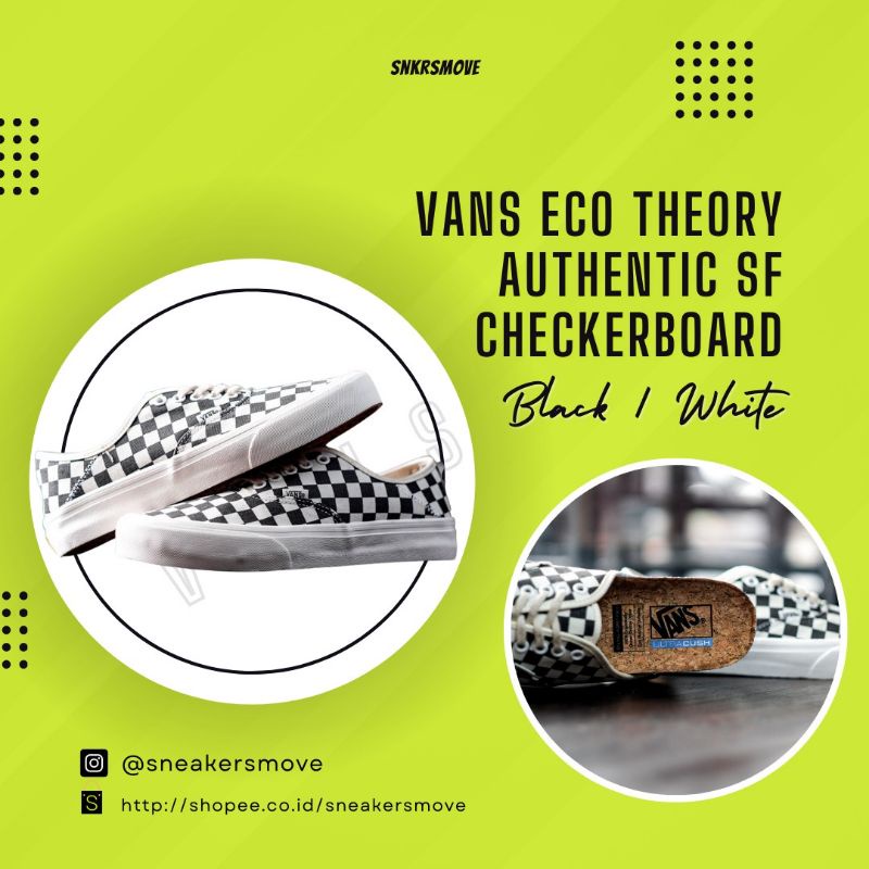#saleenak Vans Eco Theory Authentic SF Checkerboard Black White Original