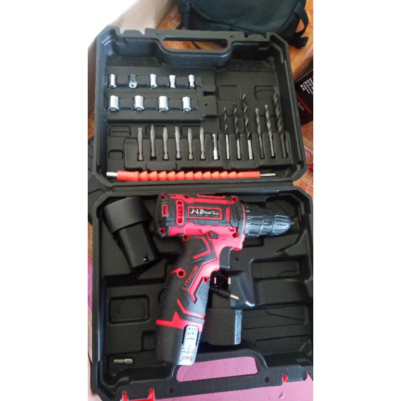 Bor cordless JLD 12 volt set murah