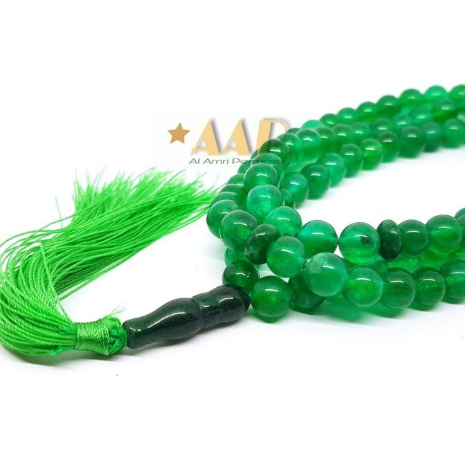 Tasbih Batu Giok Hijau Asli 99 Butir 8 mm