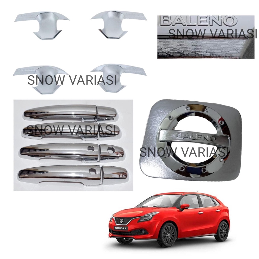 Paket Outer Handle Tank Cover Baleno Hatchback 2017 2021 Hitam Chrome