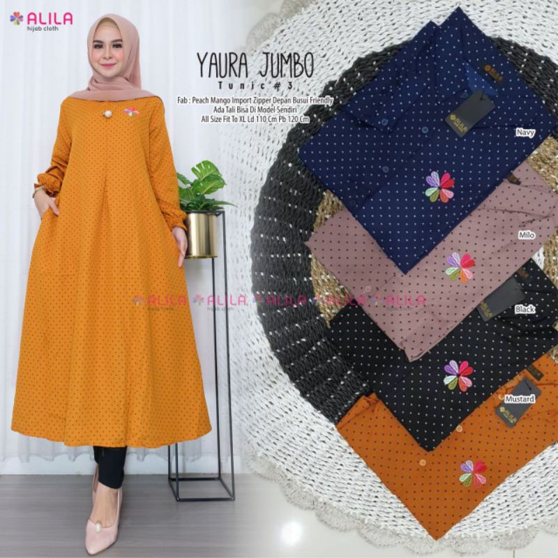 TOP [BISA COD] YAURA JUMBO TUNIK #3  BY ALILA / ATASAN WANITA POLOS BAHAN PEACH MANGO / LONG TUNIK