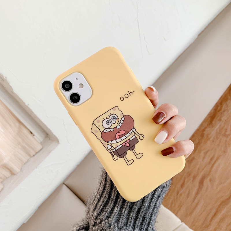 Cartoon SpongeBob Soft Case IPhone 7 Plus 11 6 6S 8 Plus 12 mini 12 pro max X Se 2020 6SPlus 7Plus 6Plus 8Plus XS Casing Motif Creative Couple TPU Cover