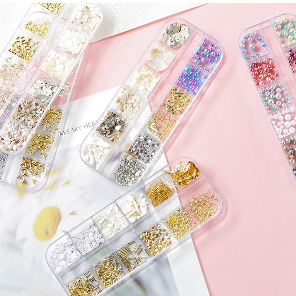 AUGUSTINA Agustinina Dekorasi Nail Art DIY Shell Flakes Colorful Laser Sparkly Shaped Rivets Hologram Kuku Rhinestones