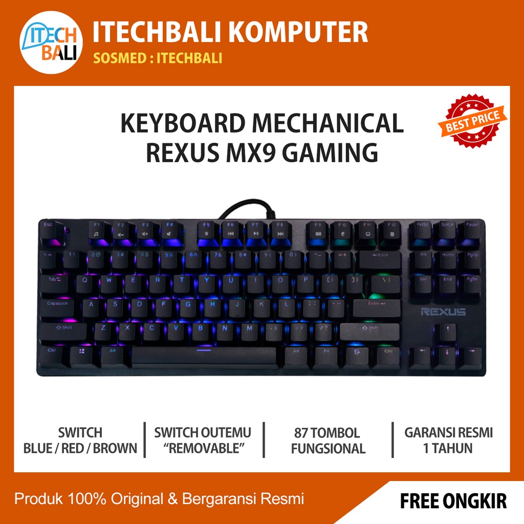 Keyboard REXUS MX9 Mechanical Gaming Rgb | ITECHBALI