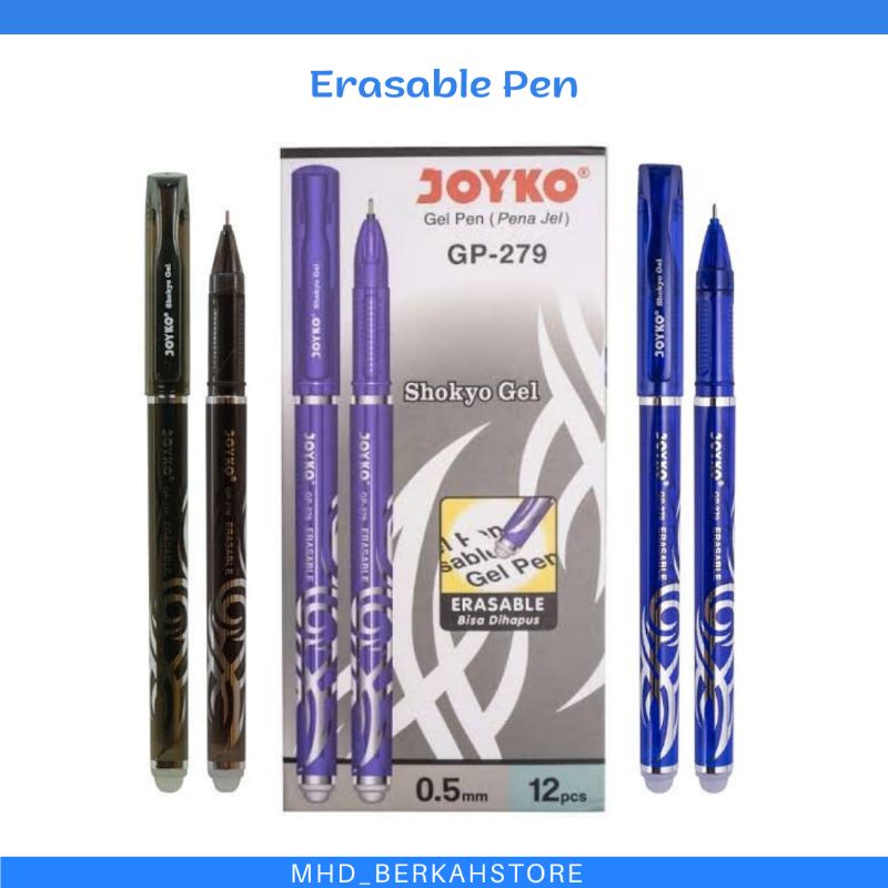 Bulpen Gel bisa dihapus | Erasable Pen Joyko | Plus Correction Pen Joyko Black &amp; Blue