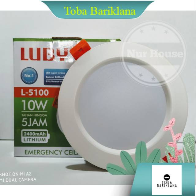 lampu downlight led luby plus emergency 10 watt L-5100 emergency panel led luby