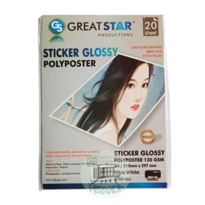 

NEW!! Great Star Sticker Glossy Polyposter A4/120gsm 20's #BE HAPPY STAY HEALTHY