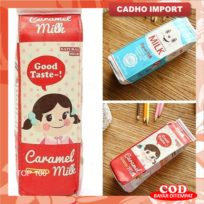 

Kotak Pensil Bentuk Kotak Susu Tempat Alat Tulis Tempat Pensil Lucu - Random