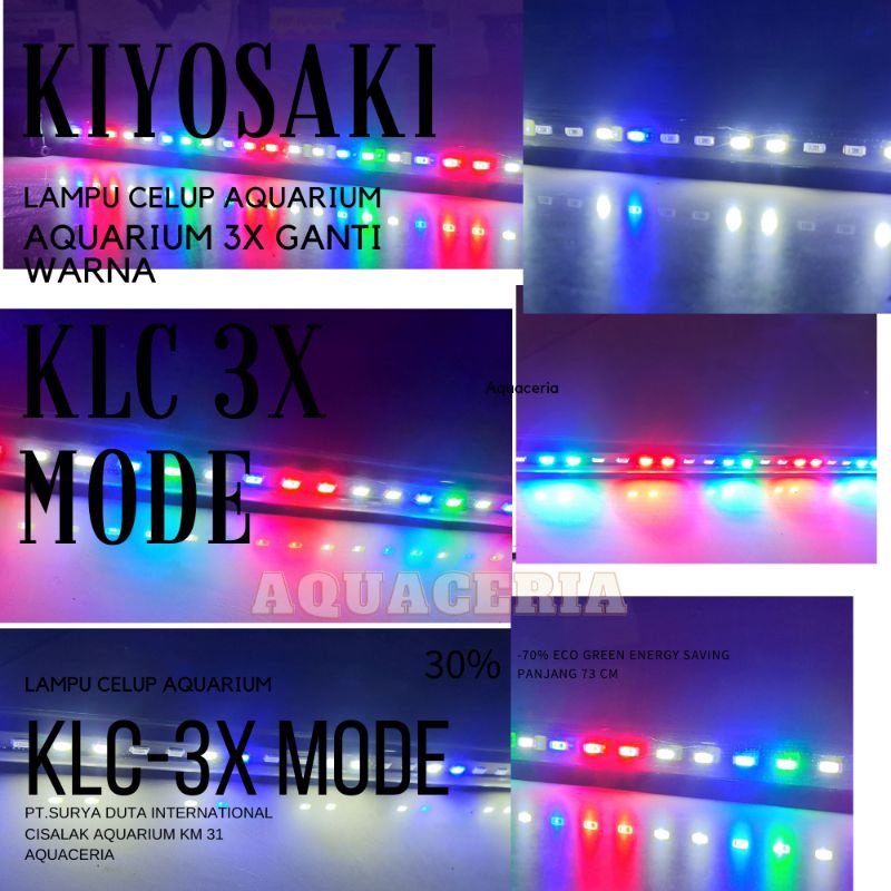 Lampu LED celup Aquarium 25Cm 3x ganti warna KIYOSAKI KLC 250 3X MODE warna