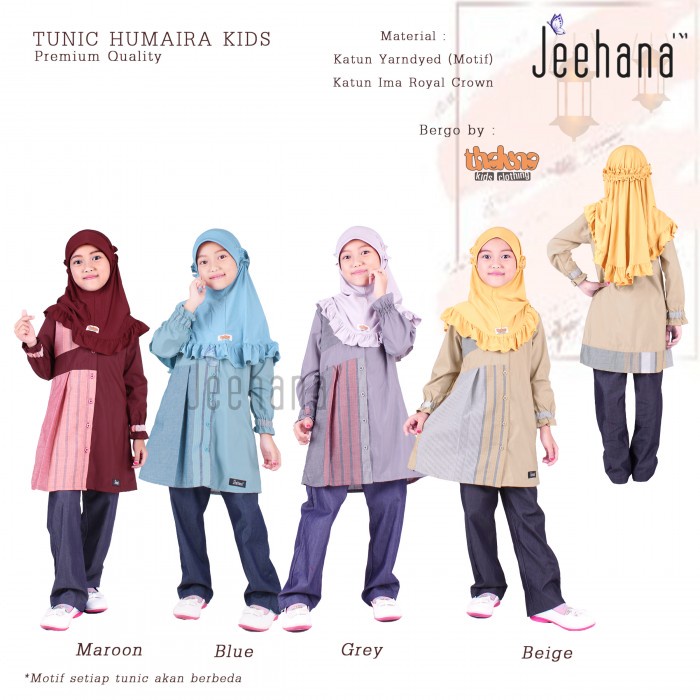 TUNIK HUMAIRA KIDS  JEEHANA  ATASAN MUSLIM ANAK PREMPUAN